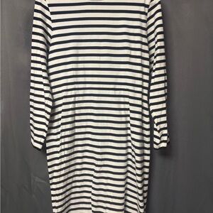 J. Crew Black and White Striped Long Sleeve Dress